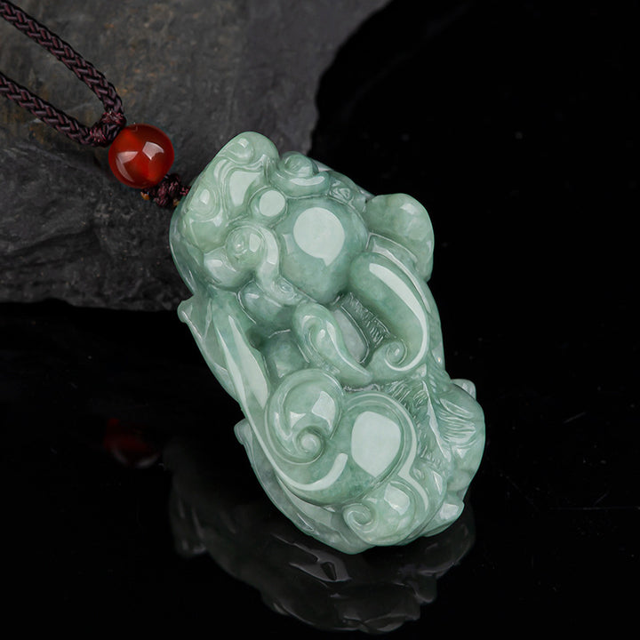 Collana con ciondolo in corda di giada PiXiu con Buddha Stones e fortuna - PiXiu (Ricchezza ♥ Fortuna) - image 1