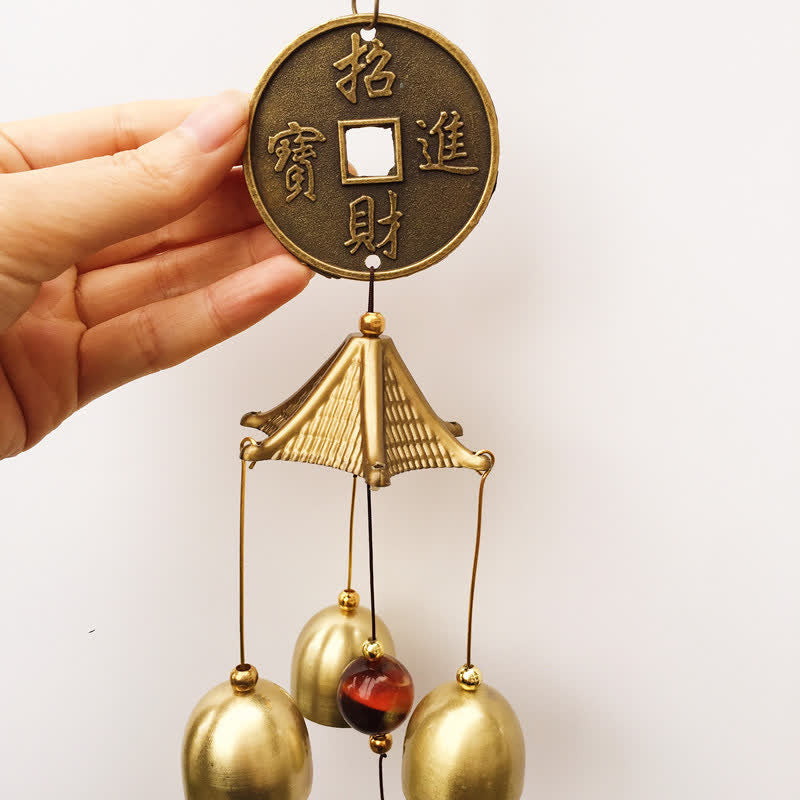 Buddha Stones Benedizione Lettera Elefante Bagua Moneta di Buon Auspicio Appeso al Muro Campanello Campana Decorazione per la Casa Fatta a Mano
