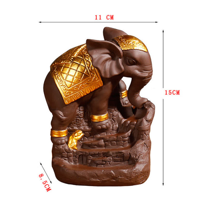 Decorazione bruciatore di incenso di guarigione della pace con fontana di fumo a riflusso in argilla viola elefante tibetano