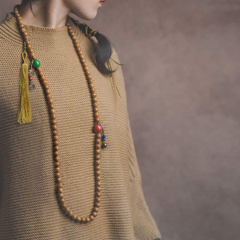 Buddha Stones 108 Mala Beads Bodhi Seed Saggezza Pace Nappa Bracciale