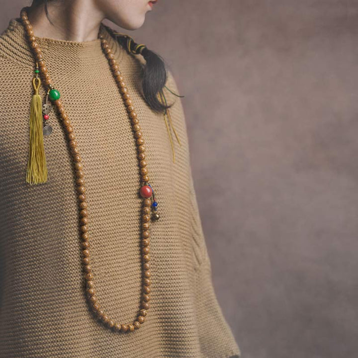Buddha Stones 108 Mala Beads Bodhi Seed Saggezza Pace Nappa Bracciale