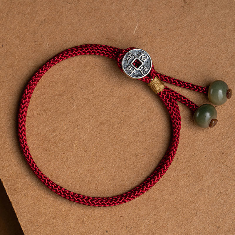 Braccialetto in corda rossa intrecciata con semi di Bodhi Buddha Stones , fatto a mano, in argento sterling 925, con zodiaco cinese, Buddha di Natale