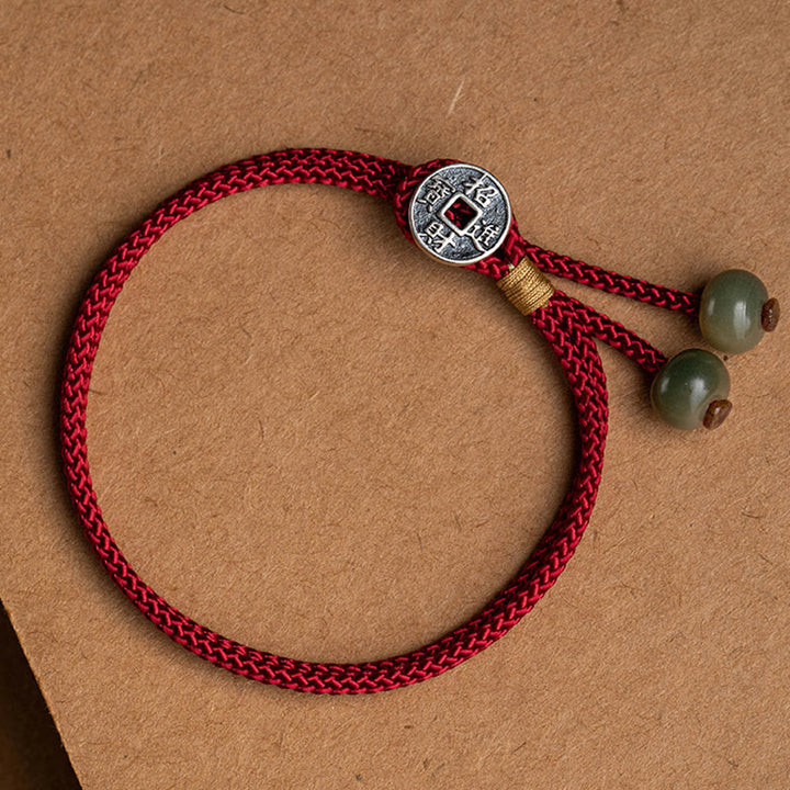 Braccialetto in corda rossa intrecciata con semi di Bodhi Buddha Stones , fatto a mano, in argento sterling 925, con zodiaco cinese, Buddha di Natale