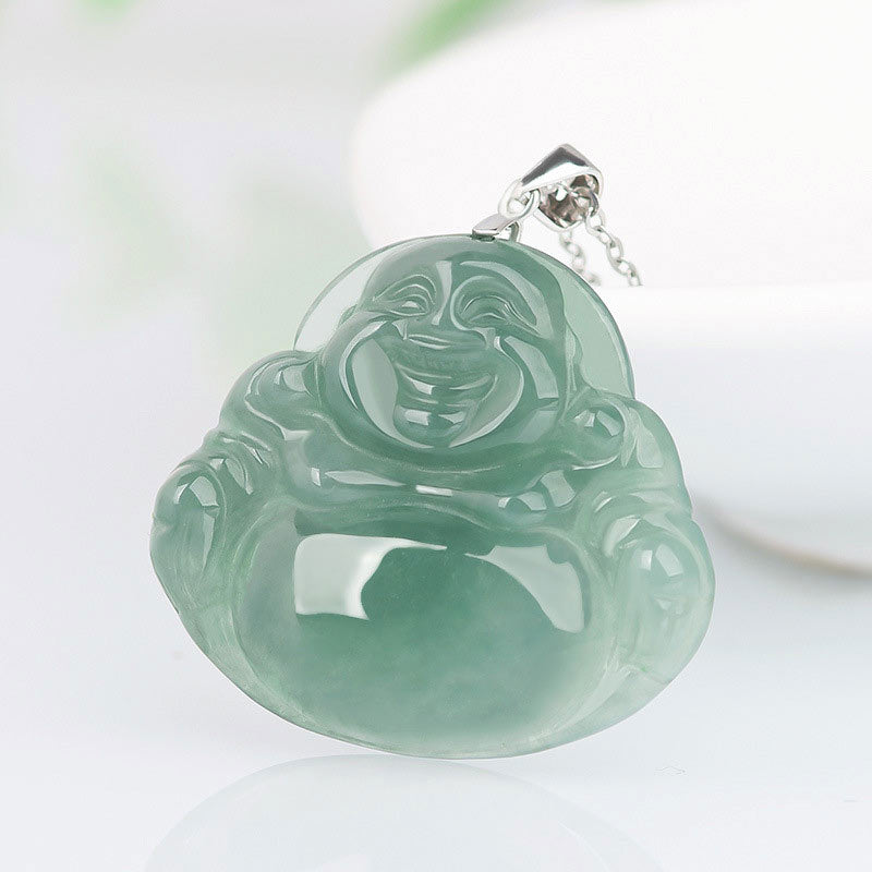 Collana con Buddha Stones in argento sterling 925 con ciondolo a forma di Buddha che ride, protezione e calma - image 2