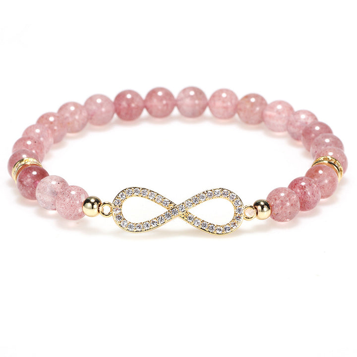 Braccialetto di guarigione positiva in quarzo fragola naturale Buddha Stones