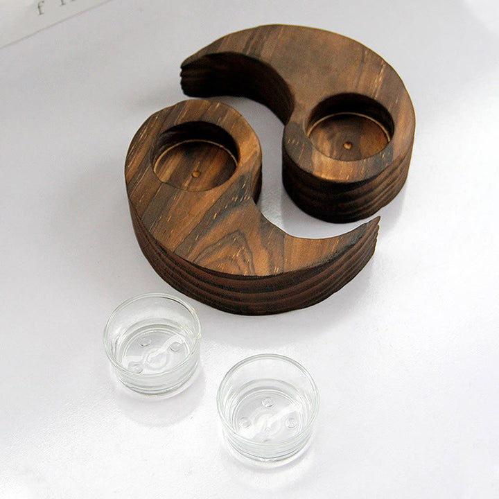 Buddha Stones Yin Yang Portacandele in legno Meditazione Rituali Usa oggetti