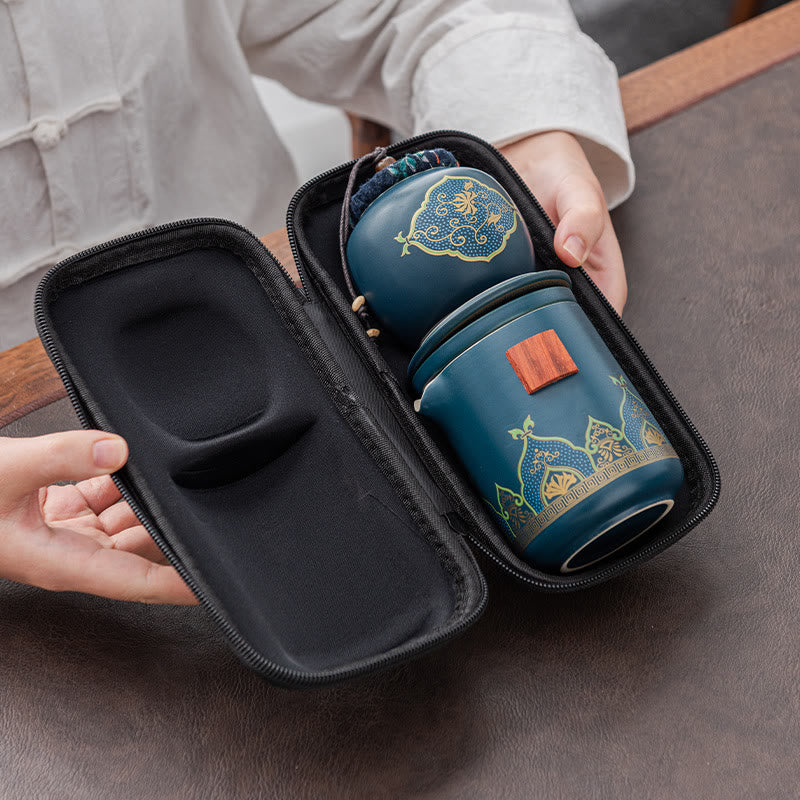 Buddha Stones Flower Chinese Gongfu Teiera in ceramica portatile Set da tè da viaggio all'aperto - image 11