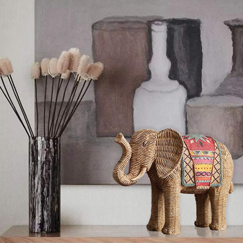Decorazione per la casa in resina con elefante, saggezza e ricchezza
