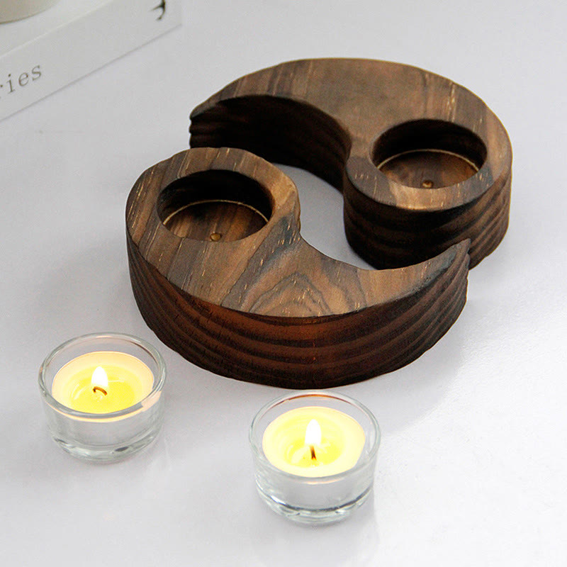 Buddha Stones Yin Yang Portacandele in legno Meditazione Rituali Usa oggetti