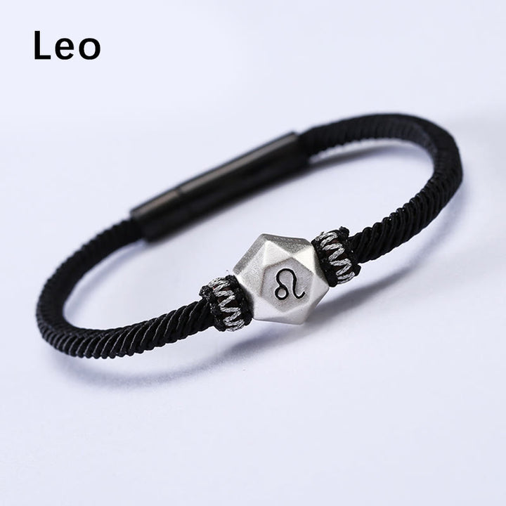 Braccialetto di corda fatto a mano con protezione delle 12 costellazioni dello zodiaco in argento sterling 999 Buddha Stones
