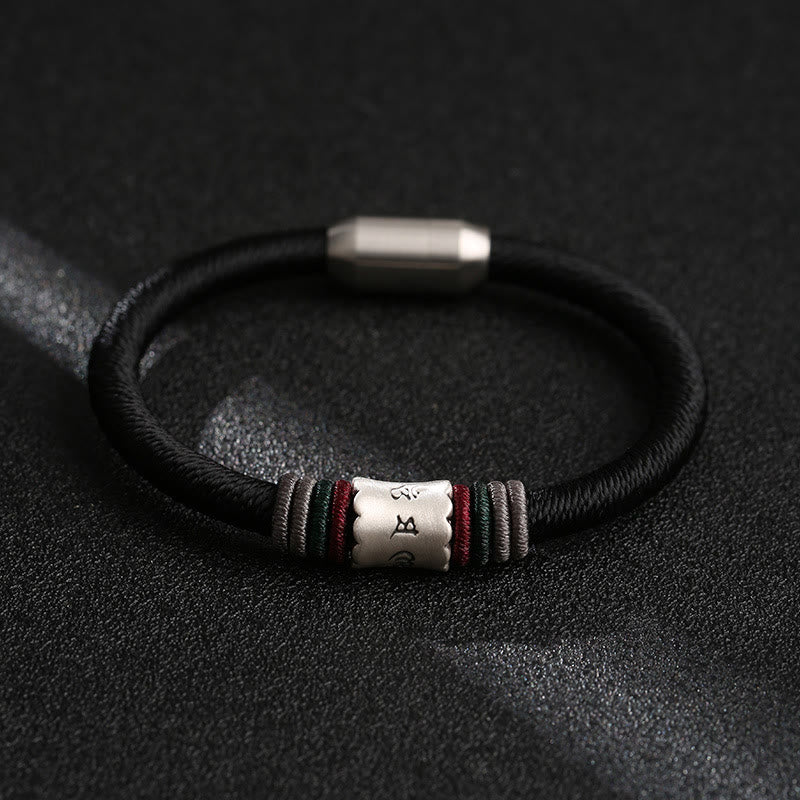 Bracciale con fibbia magnetica in argento sterling 999 Buddha Stones Om Mani Padme Hum Peace - image 1