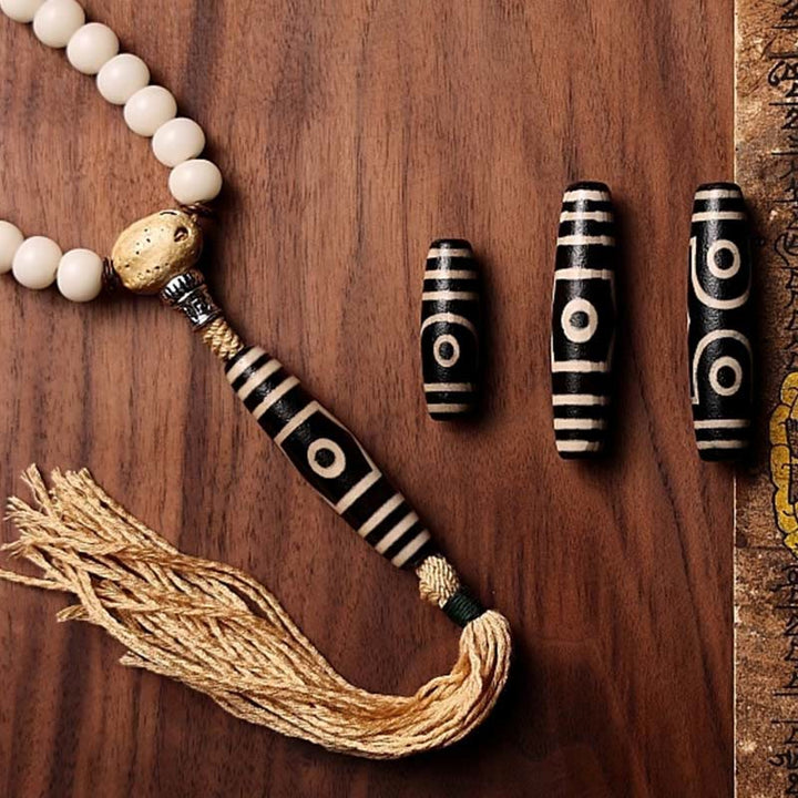 Buddha Stones Tibet 108 perle Mala Bodhi Seme Bagua Vajra Dzi Perline Bracciale Ricchezza Agata Grigia