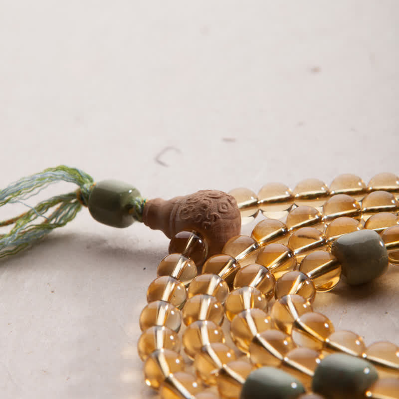 Buddha Stones 108 Mala Beads 925 Sterling Silver Citrino Sandalo Turchese Protezione Bracciale Prosperità