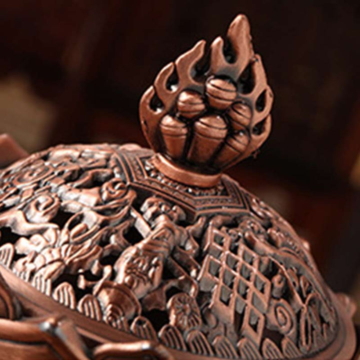 Buddha Stones Tibetano a Forma di Loto Bruciatore di Incenso Purificato