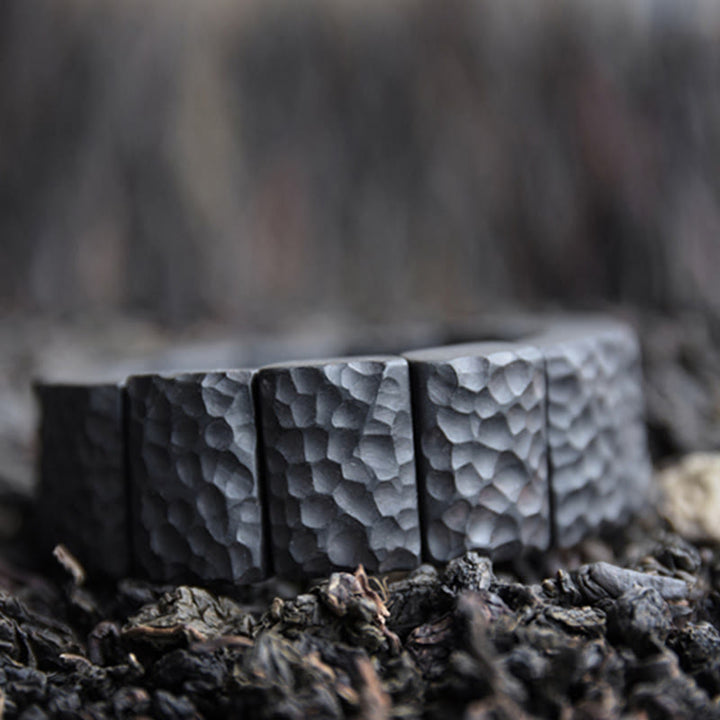 Braccialetto di coppia della pace con texture in legno di ebano vintage Buddha Stones