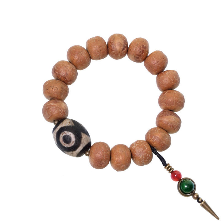 Bracciale Mala da polso con ciondolo di pace in Buddha Stones Tibet Bodhi Seed Dzi Bead