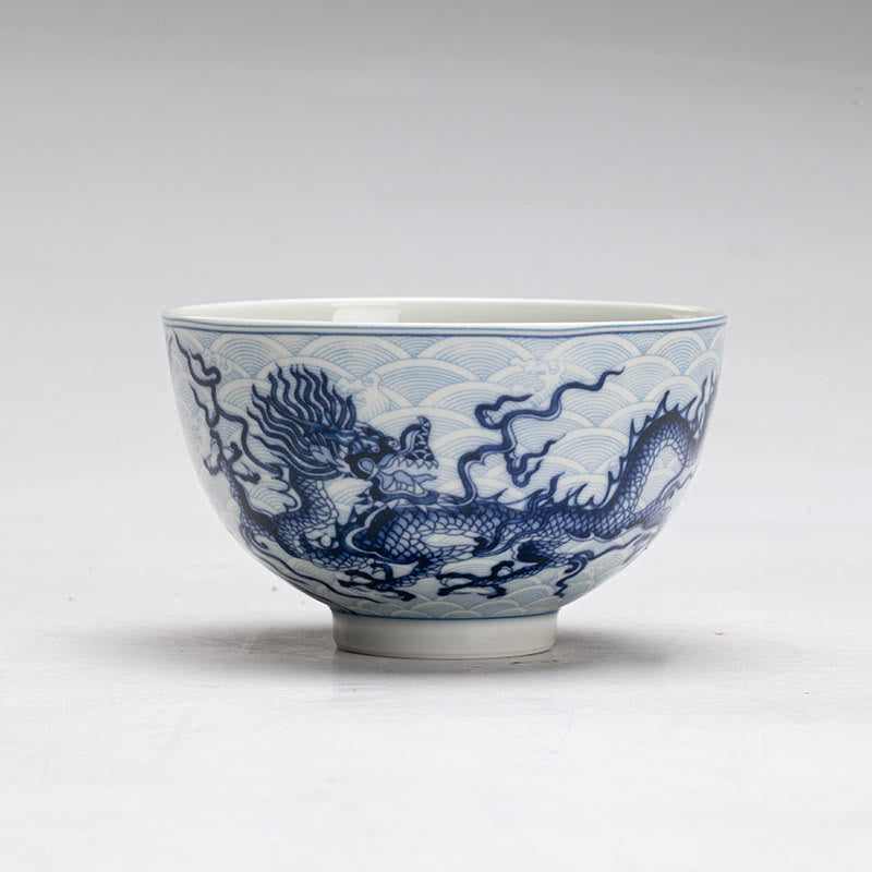 Tazze da tè in ceramica con motivo drago blu Buddha Stones Kung Fu