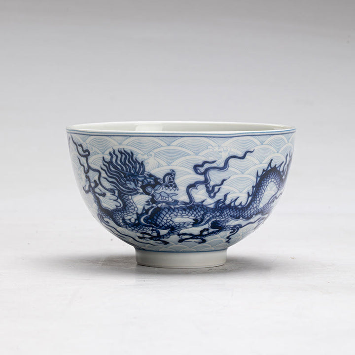 Tazze da tè in ceramica con motivo drago blu Buddha Stones Kung Fu