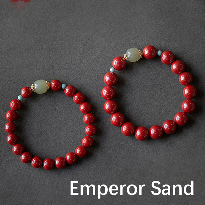 Braccialetto della fortuna Buddha Stones Cinnabar Green Aventurina