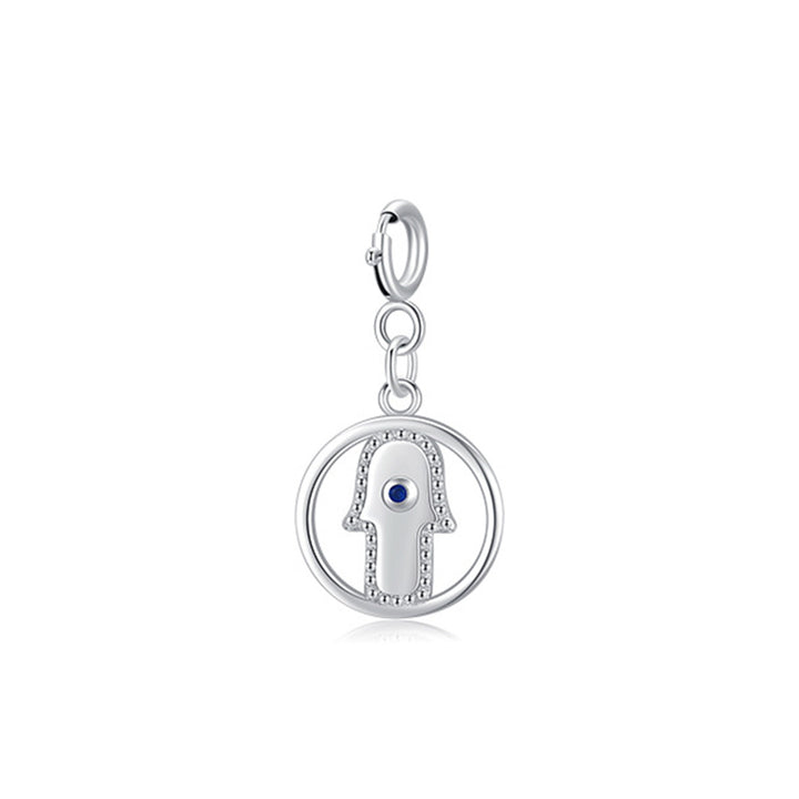Collana con ciondolo a forma di catena con simbolo Hamsa e occhio maligno in argento sterling 925, prosperità e fortuna - HAMSA (solo ciondolo) - image 16