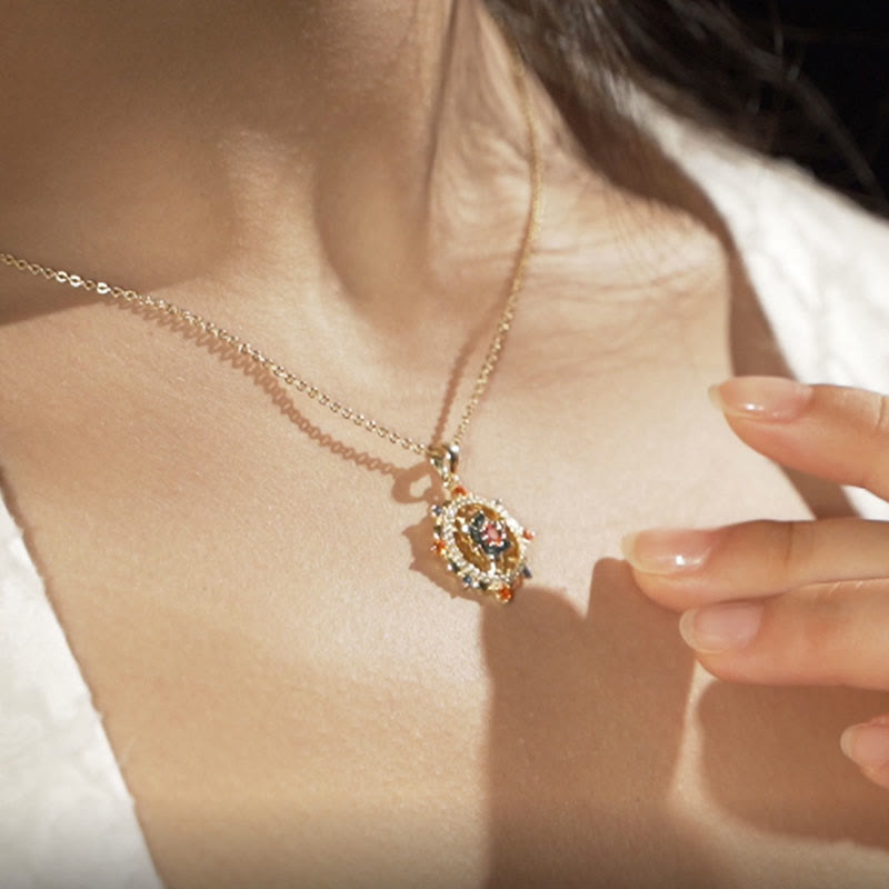 Collana con ciondolo Buddha Stones in argento sterling 925 con fiore di loto e zircone colorato, nuovo inizio