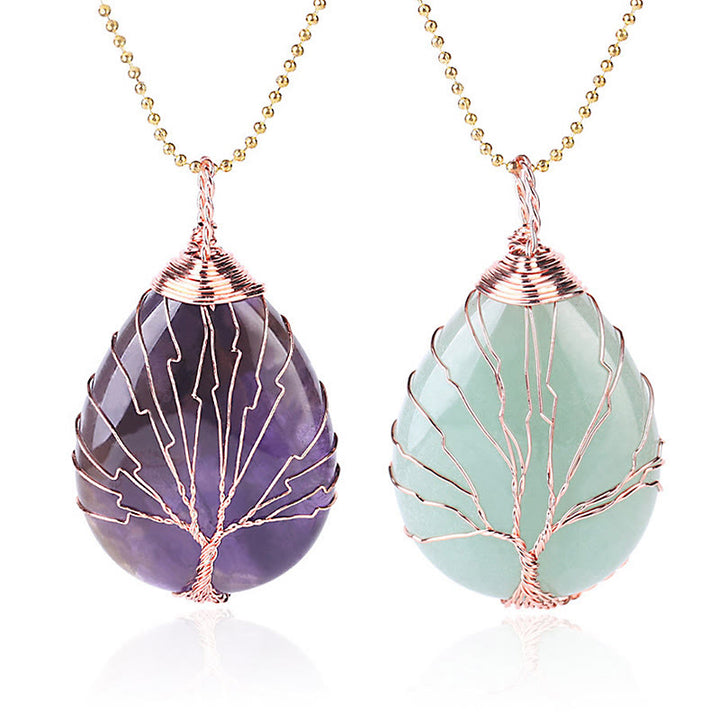 Buddha Stones Cristallo di quarzo naturale Albero della vita Collana con ciondolo energetico curativo