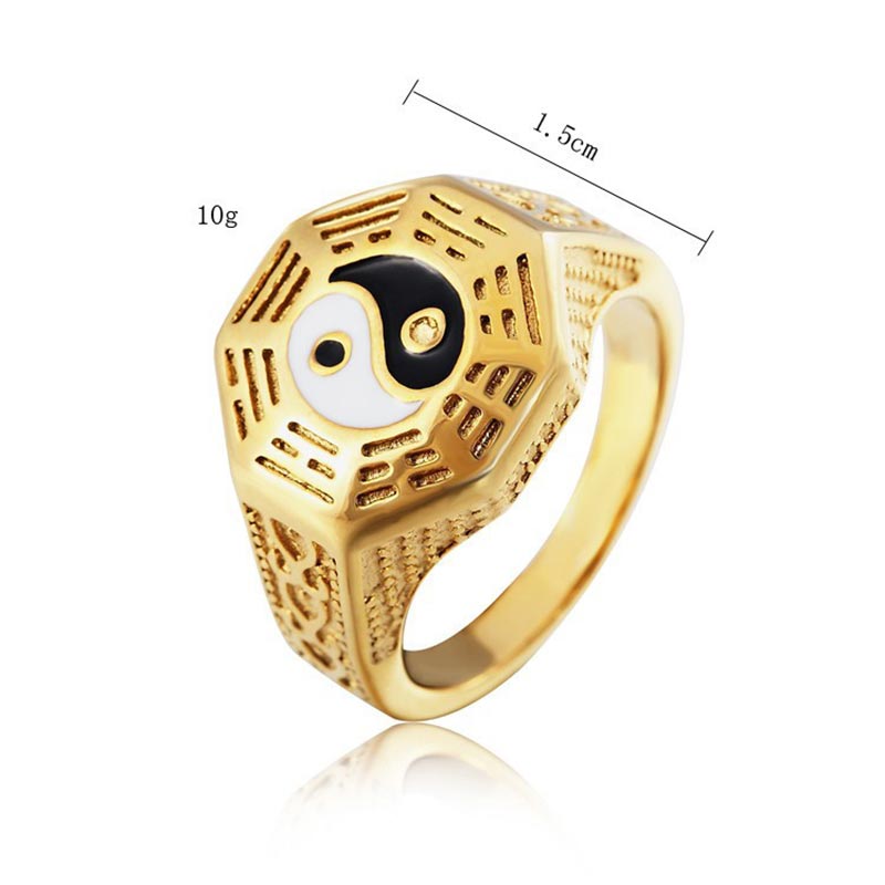 Anello portafortuna in rame con simbolo Yin Yang