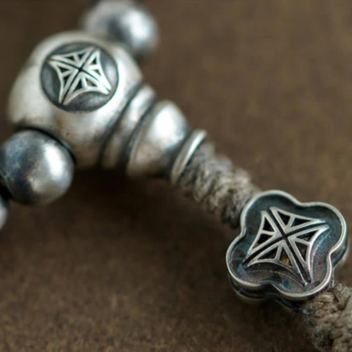 Buddha Stones 108 Mala Beads 925 Sterling Silver Agata Rossa Turchese Braccialetto con Ciondolo di Fiducia