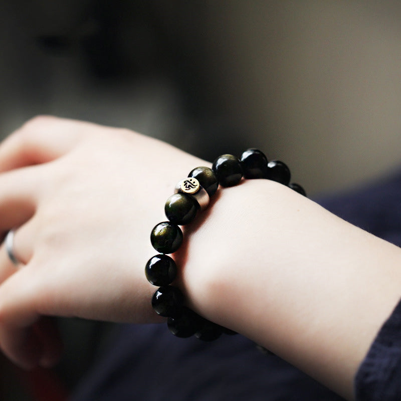 Buddha Stones Zodiaco cinese Buddha natale Ossidiana Braccialetto di purificazione - image 6