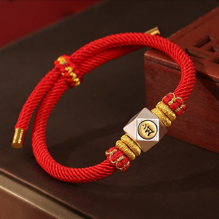 Buddha Stones 999 Argento Sterling Zodiaco Cinese Buddha Natale Corda Rossa Fortuna Forza Braccialetto Fatto a Mano per Bambini