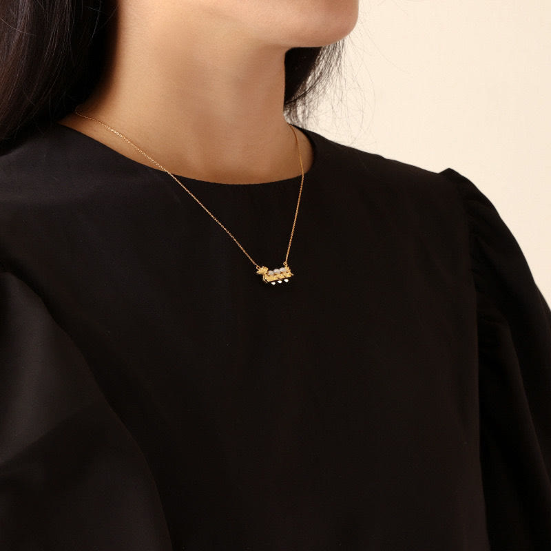 Collana con ciondolo di perle curative a forma di drago Buddha Stones