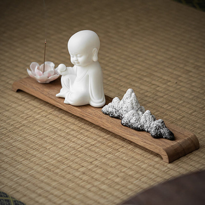 Buddha Stones Fiore di Loto Tathagata Kwan Yin Avalokitesvara Ksitigarbha Meditazione Bastoncino di Ceramica Bruciatore di Incenso Decorazione