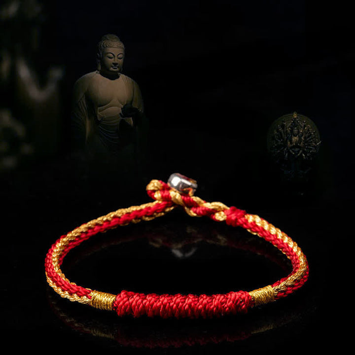 Braccialetto di protezione con corda portafortuna intrecciata fatta a mano in Buddha Stones tibetane