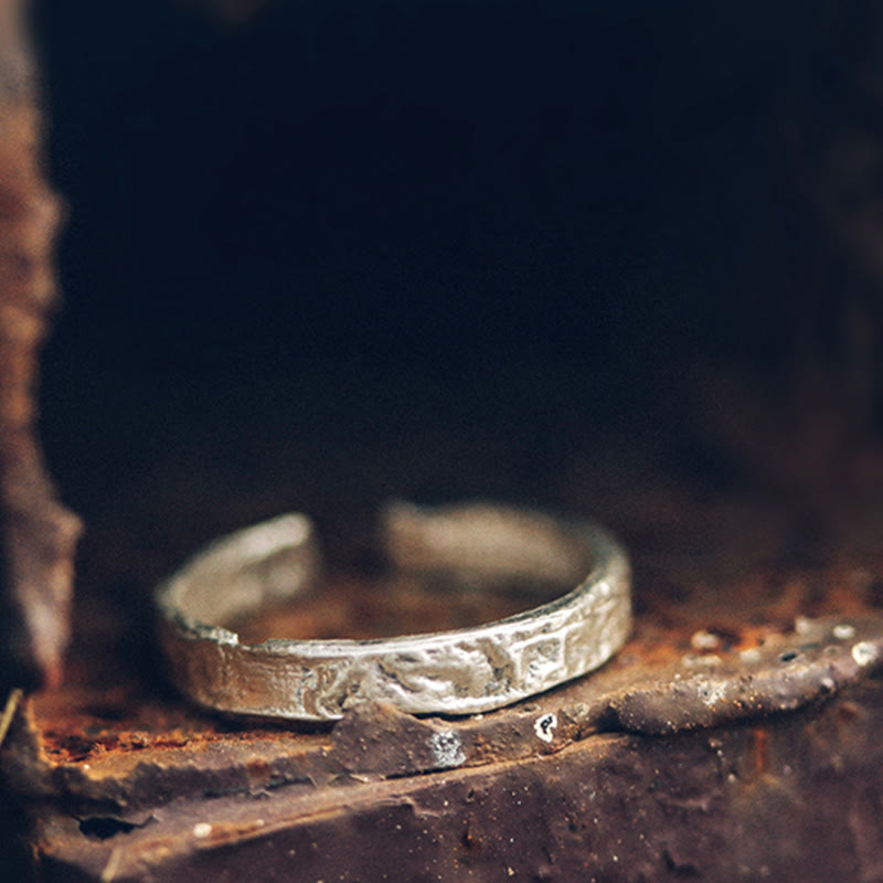 Anello di coppia di benedizione con design semplice in argento sterling 925 Buddha Stones