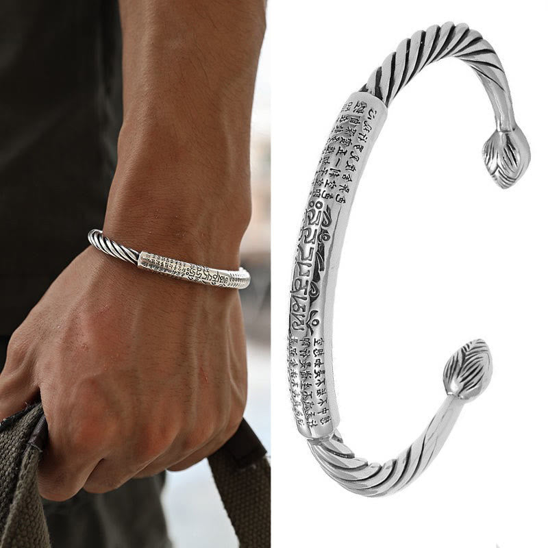 Braccialetto con polsino in Buddha Stones tibetana Om Mani Padme Hum Heart Sutra Purezza