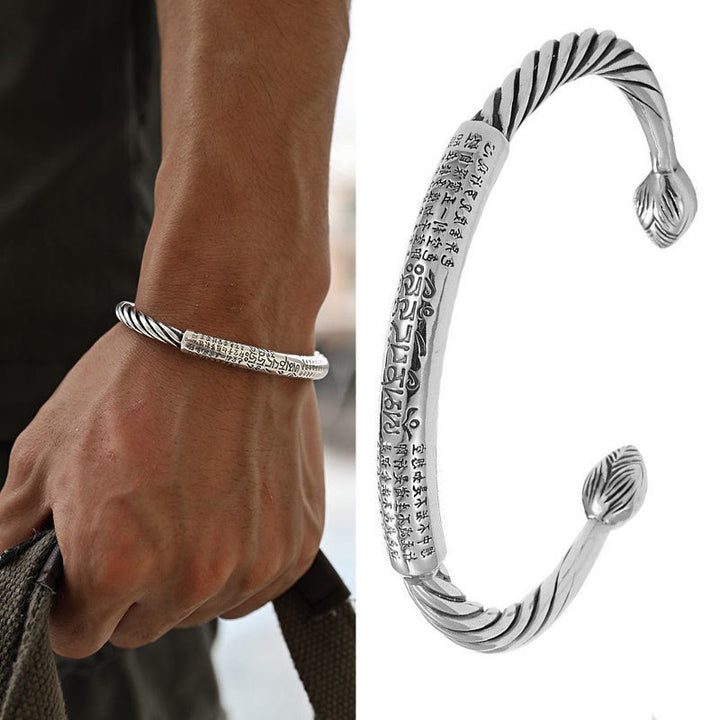 Braccialetto con polsino in Buddha Stones tibetana Om Mani Padme Hum Heart Sutra Purezza