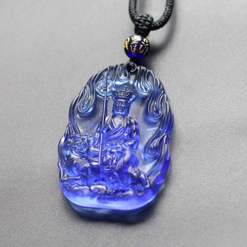 Buddha Stones Collana con ciondolo amuleto della serenità di cristallo Buddha Ksitigarbha Liuli