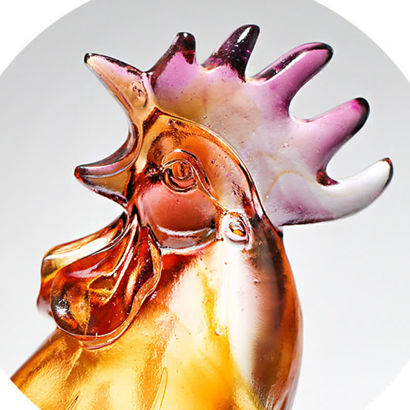 Decorazione per la casa fatta a mano in cristallo Liuli, raffigurante un gallo. - image 11