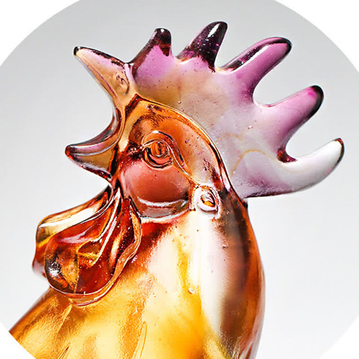 Decorazione per la casa fatta a mano in cristallo Liuli, raffigurante un gallo. - image 11