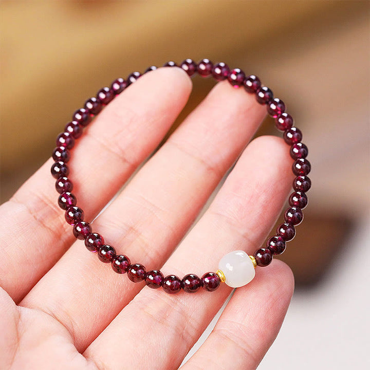Braccialetto di purificazione con perline di giada granata naturale Buddha Stones