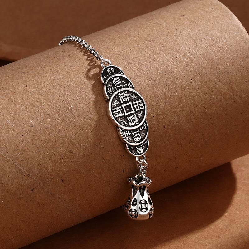 Braccialetto della ricchezza con monete di rame e Buddha Stones