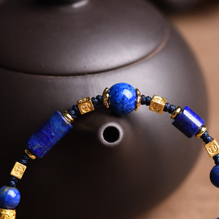 Braccialetto di corda positiva con perline di lapislazzuli e lazurite naturale fatto a mano Buddha Stones - image 3