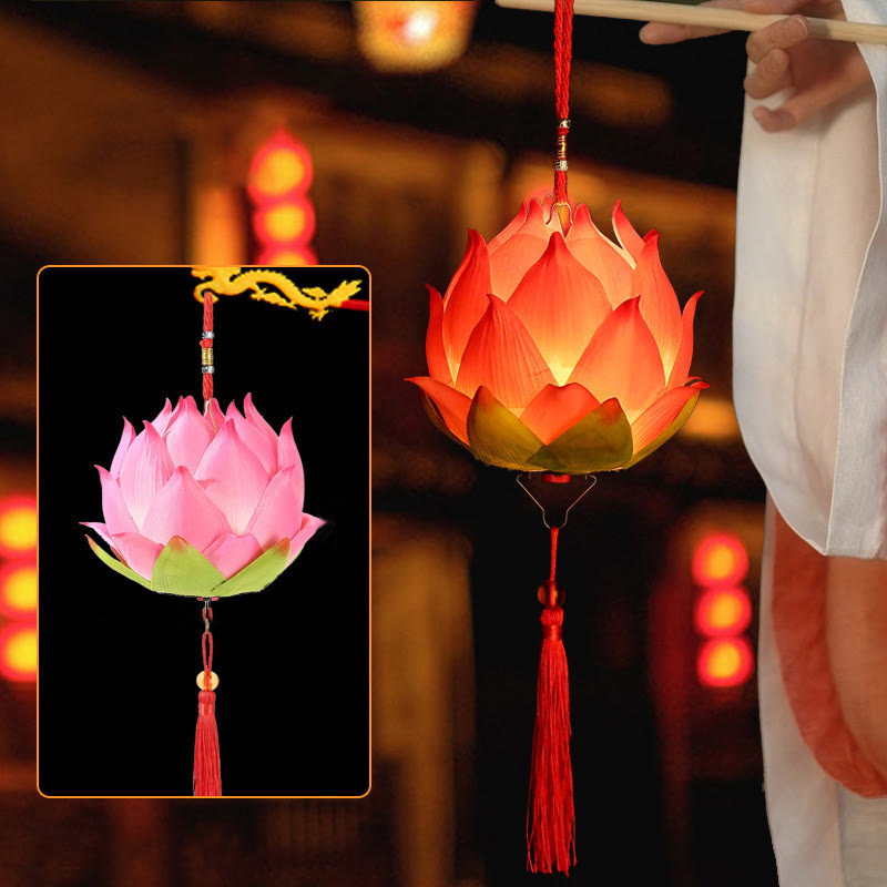 Decorazione lampada lanterna drago fiore di loto fai da Buddha Stones - Lanterna di loto rosa chiaro (auto-assemblaggio) - image 3