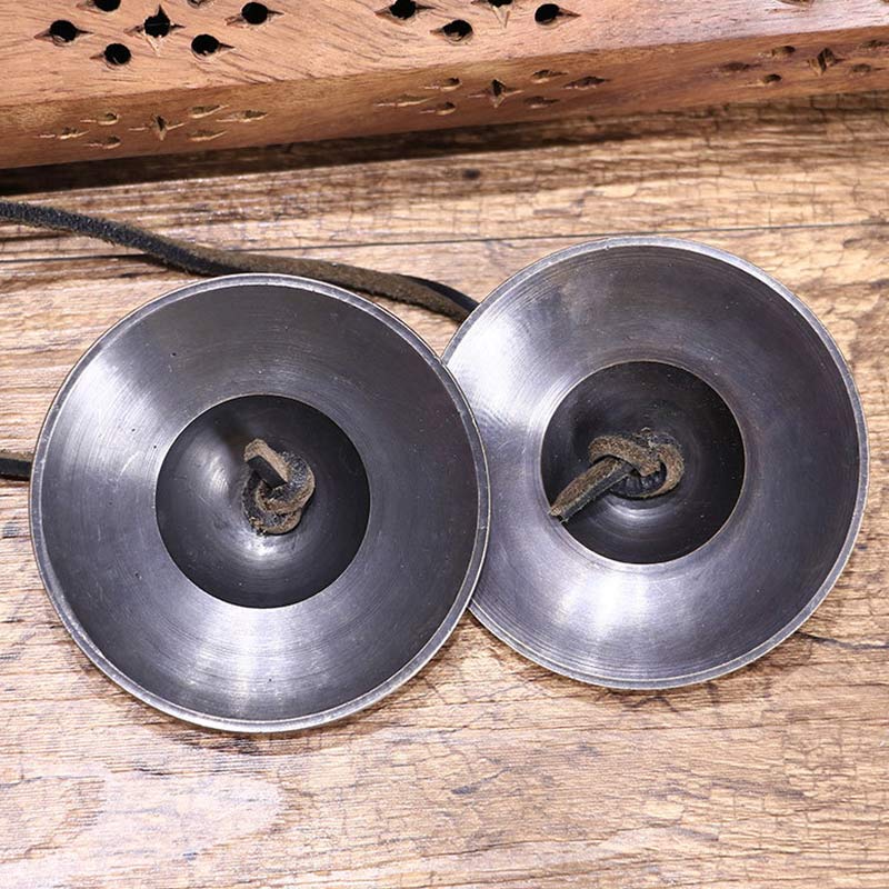 Buddha Stones Campana tibetana Tingsha in rame, decorazione portafortuna con sacchetto - Rame - image 0