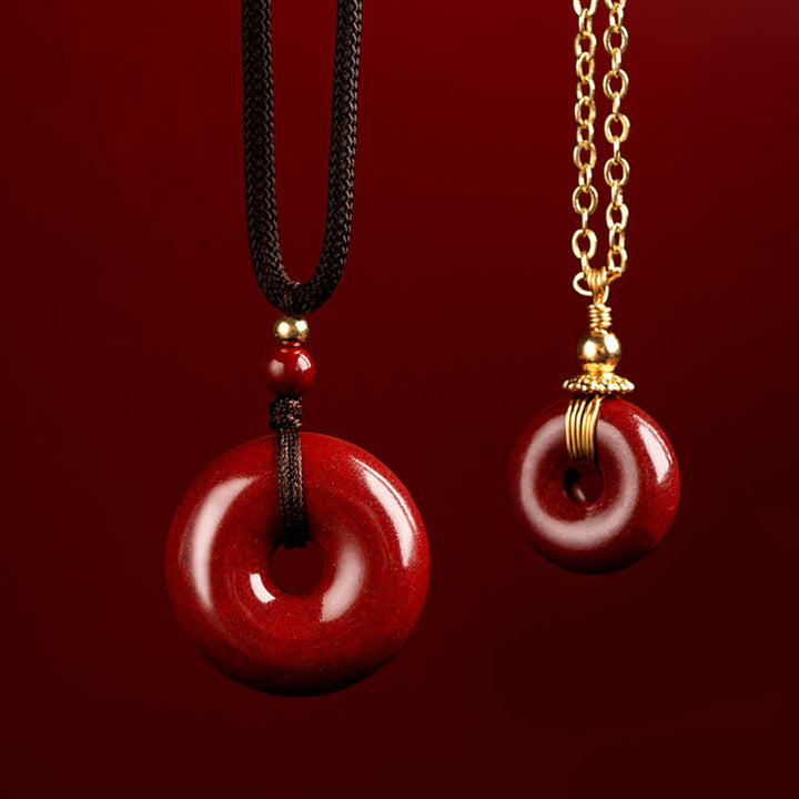 Collana con ciondolo con fibbia della pace , Buddha Stones, cinabro, benedizione e calma