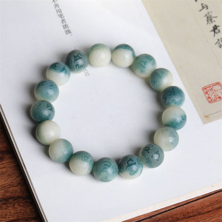 Braccialetto Buddha Stones Bodhi Seed Om Mani Padme Hum inciso per tenere lontani gli spiriti maligni