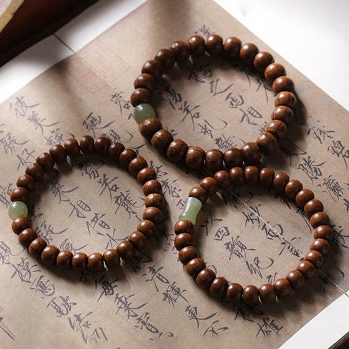 Bracciale Buddha Stones Natural Abelia Biflora Wood Hetian Jade Bamboo Bead che allontana gli spiriti maligni