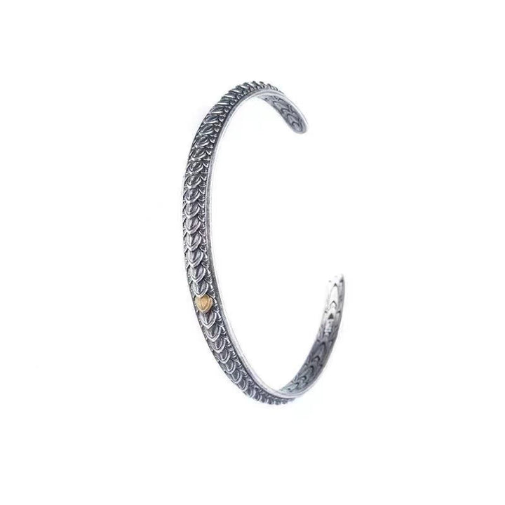 Bracciale rigido con motivo a squame di drago vintage Buddha Stones Luck Wealth Cuff