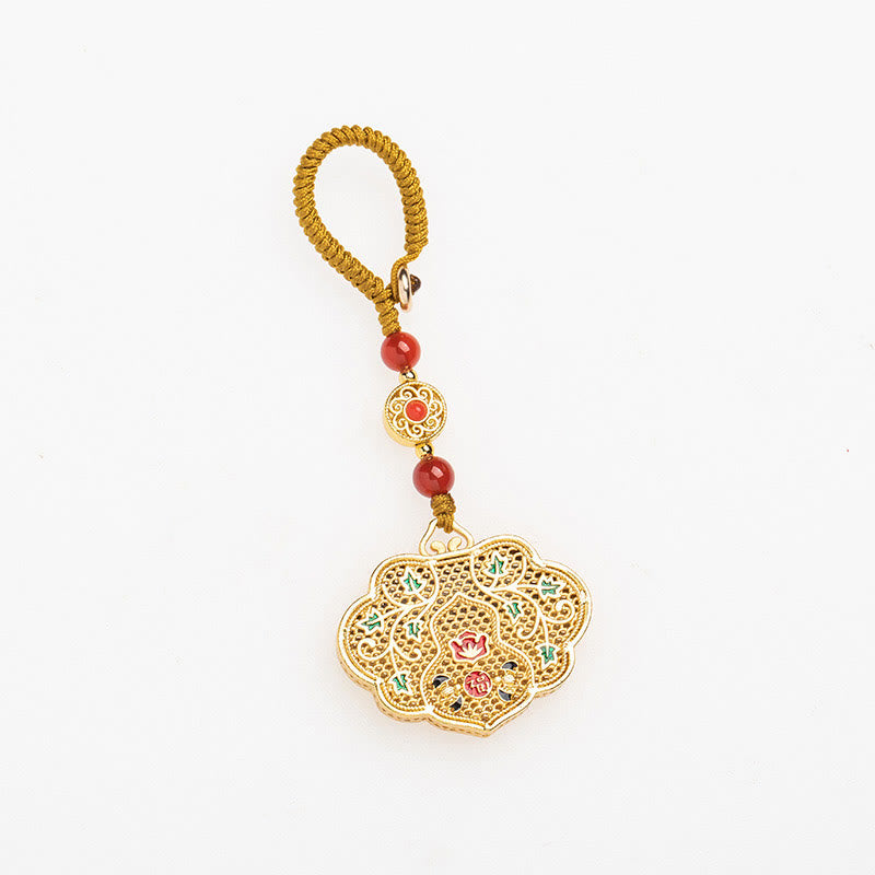 Portachiavi con ciondolo a forma di lucchetto con Buddha Stones, carattere Fu, fortuna e benedizione