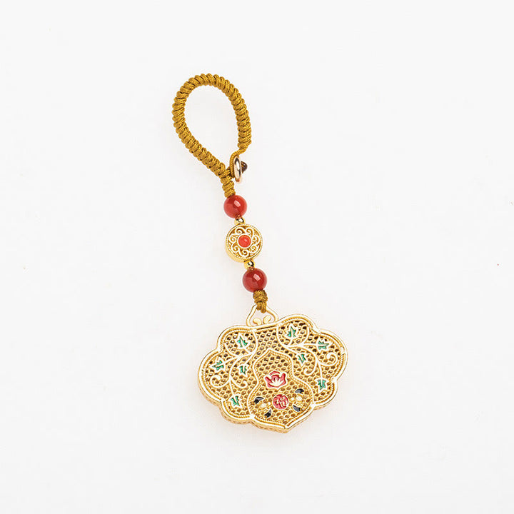 Portachiavi con ciondolo a forma di lucchetto con Buddha Stones, carattere Fu, fortuna e benedizione